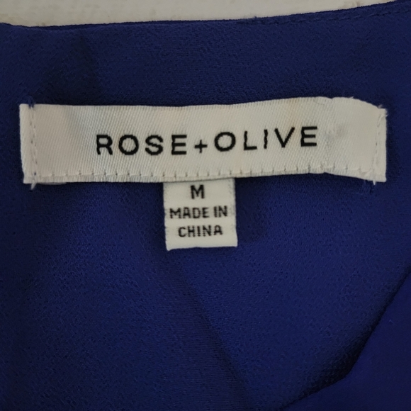 Rose + Olive Floral Blue Sleeveless Top Size Medium - Picture 4 of 10